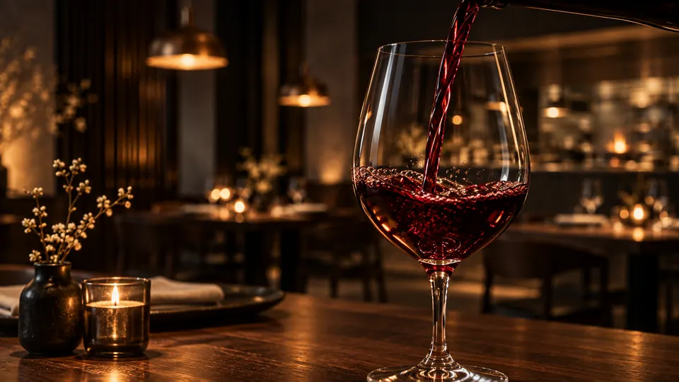 Wein wird in ein Glas eingeschenkt