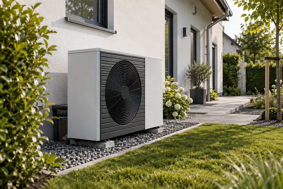 Wärmepumpe im Garten