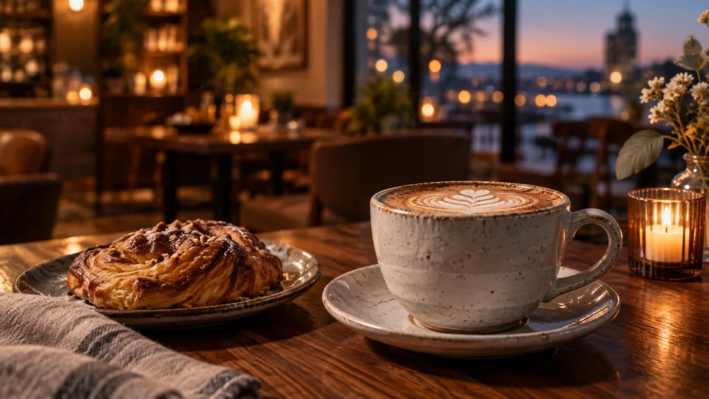 Gedeckter Café-Tisch mit Kuchen